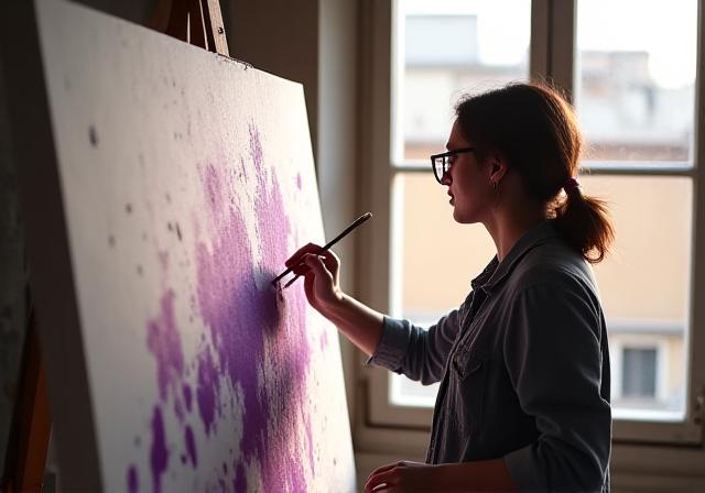 L'artista all'opera nel suo studio di Roma