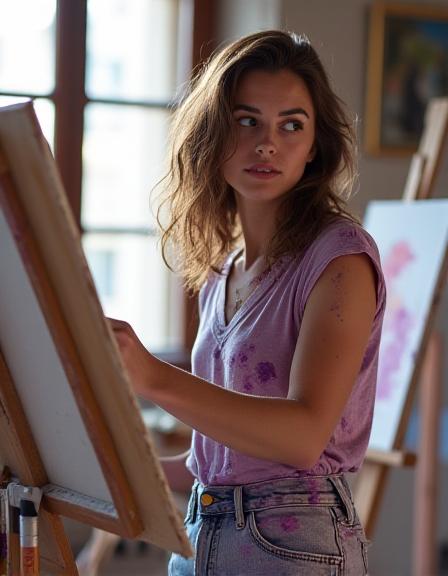 L'artista di Cromia Canvas nel suo studio a Roma